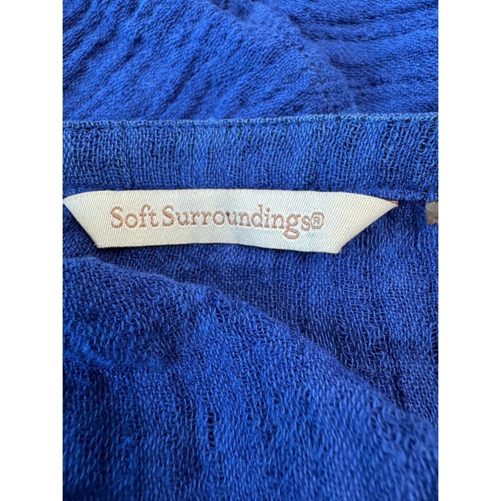 SOFT SURROUNDINGS Linen Cotton Blend Oversized Tunic 3X Blue Coastal Lightweight - Picture 3 of 9